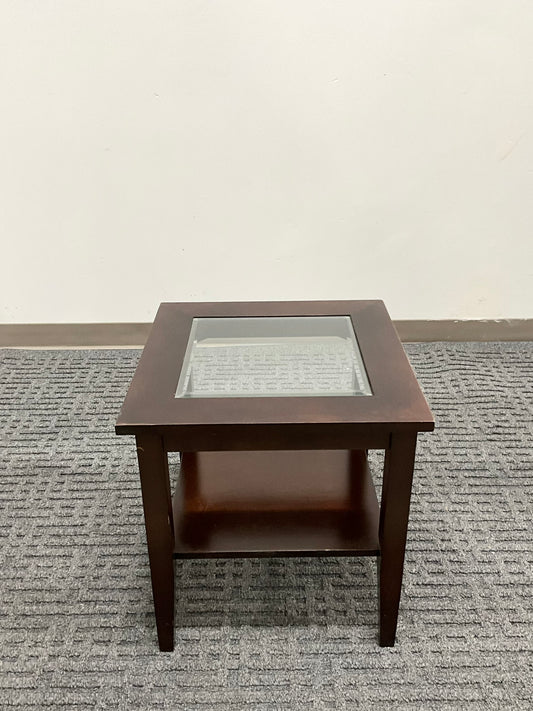 Glass End Table (Gently Used) 18 1/2”X18 1/2”X19”